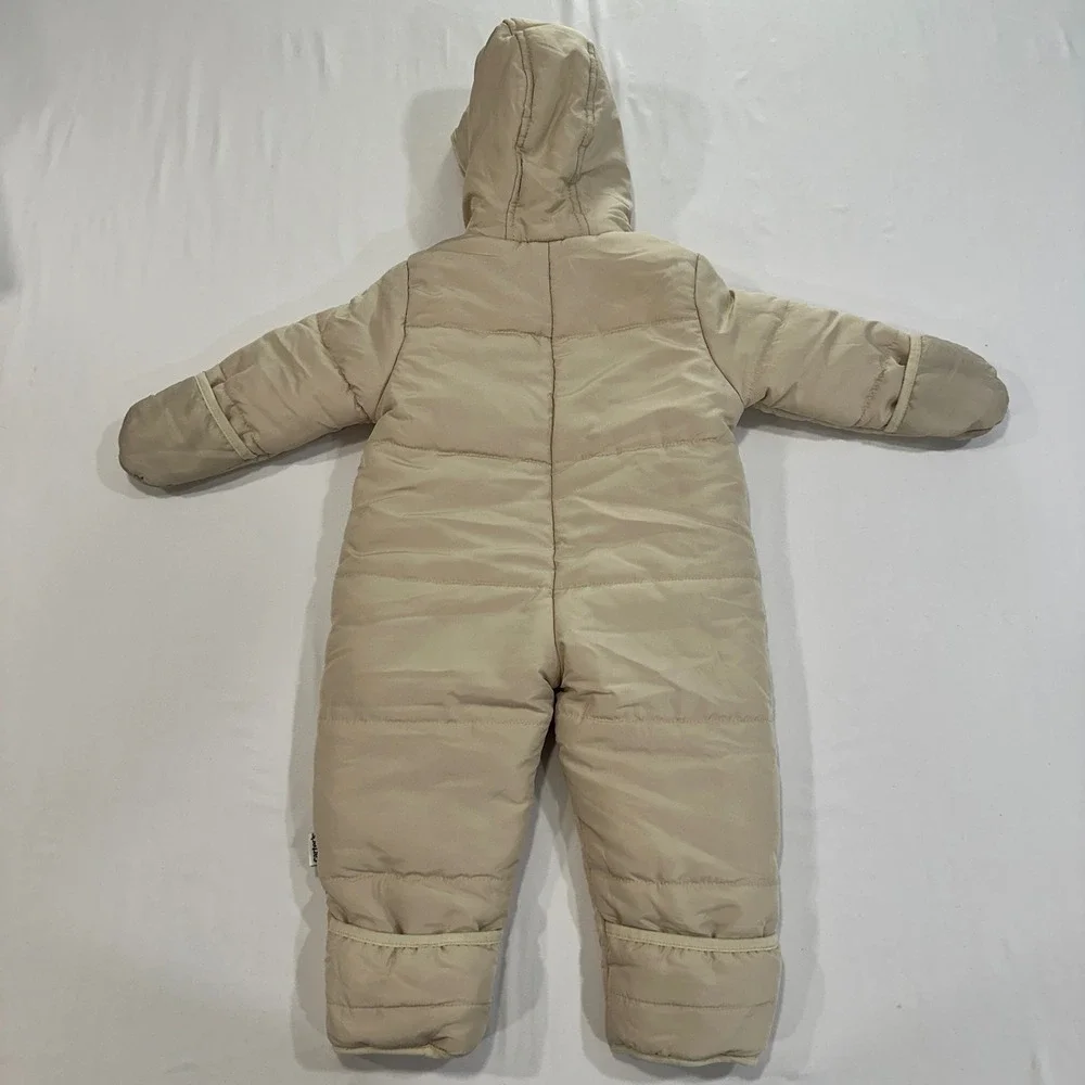 Carter's Hooded Puffer Pram Suit Unisex‎ 9-12M Tan Fleece Lined | Winterwear